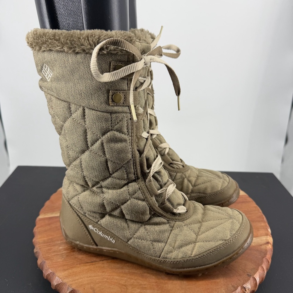 Columbia Women's Minx Mid II Omni-Heat Waterproof Winter Boots sz 6 beige taupe